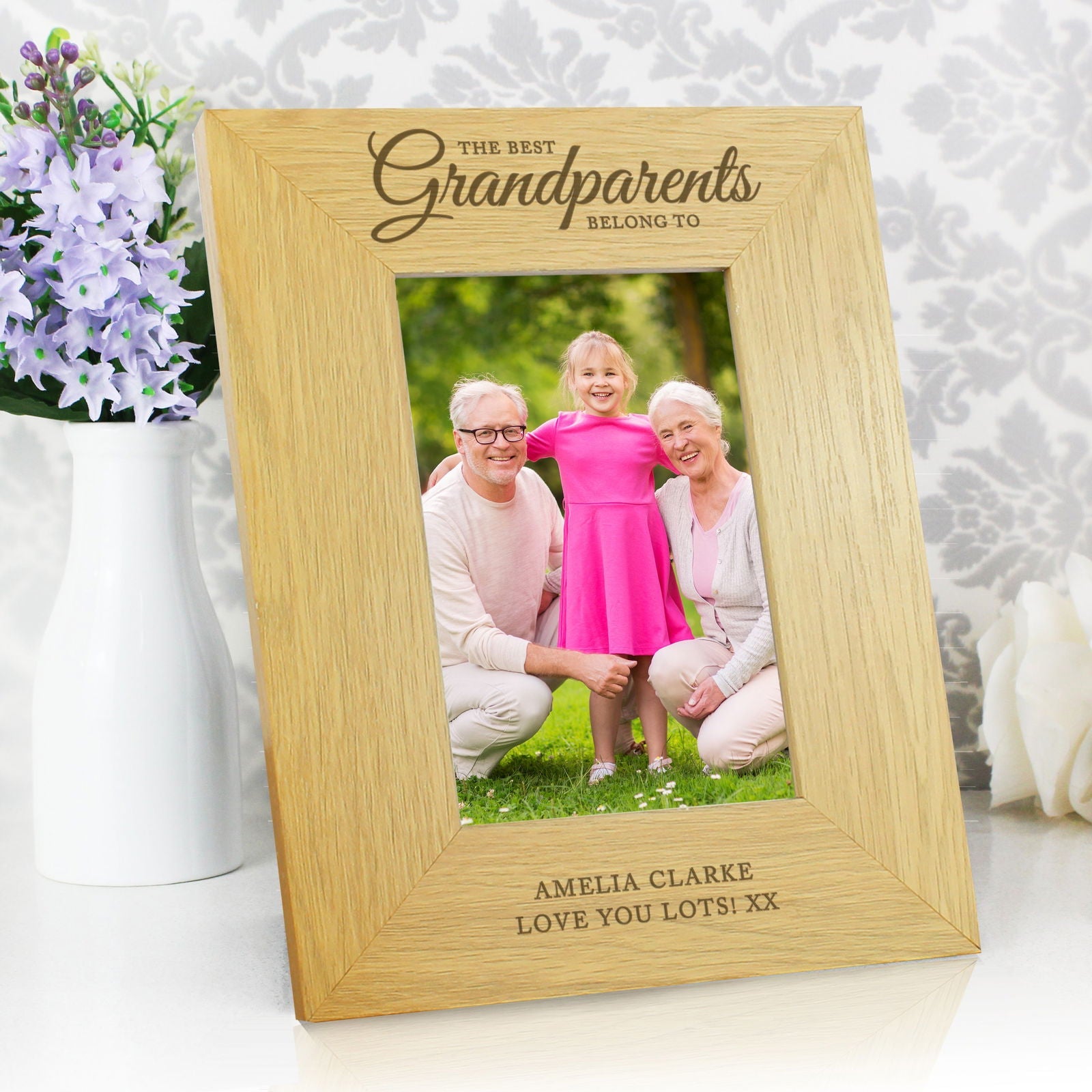 Personalised "The Best Grandparents"4x6 Inch Oak Finish Photo Frame