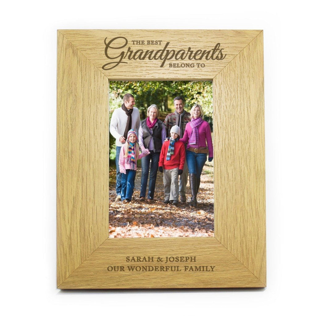 Personalised "The Best Grandparents"4x6 Inch Oak Finish Photo Frame