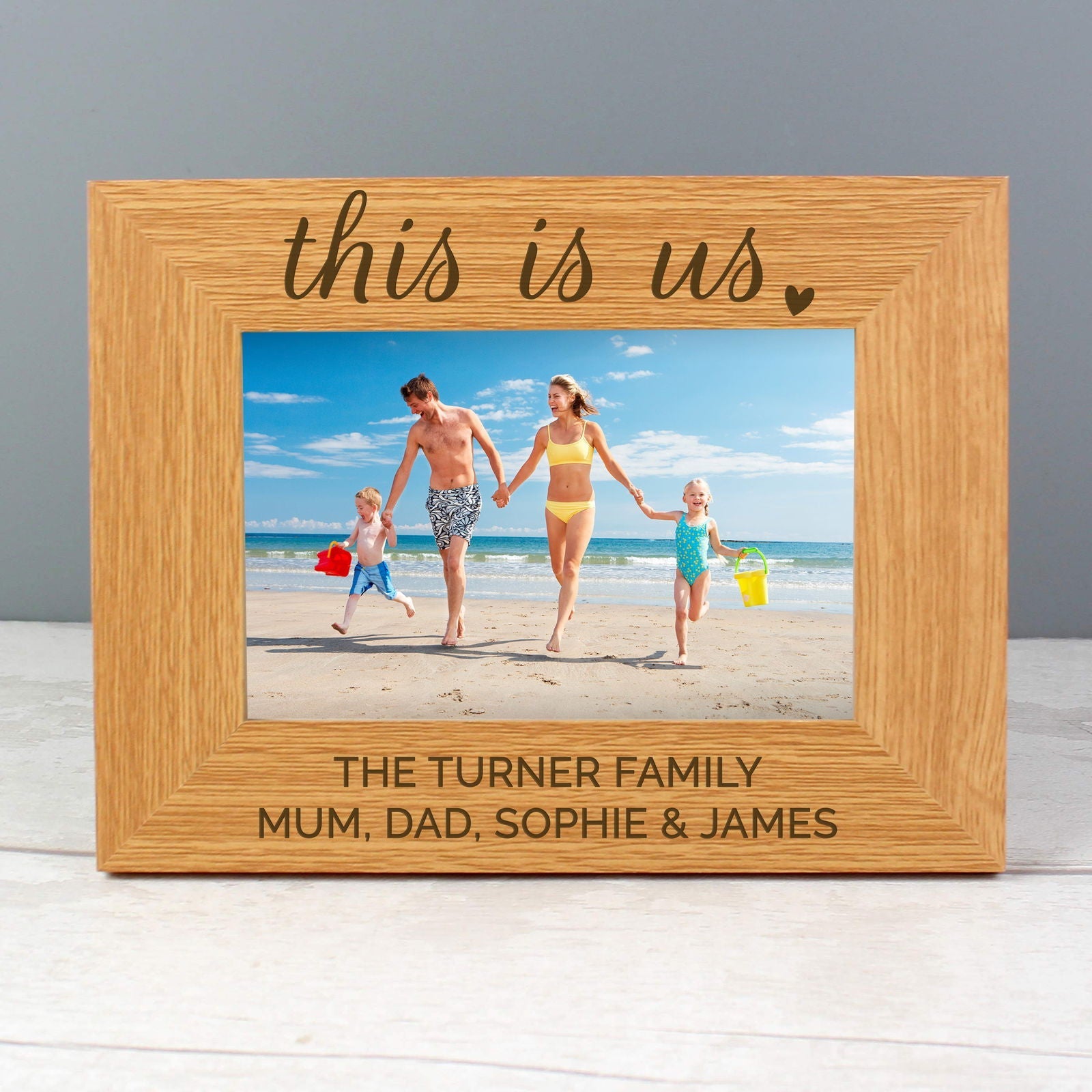 Personalised 'this Is Us' 4x6 Inch Landscape Wooden Photo Frame
