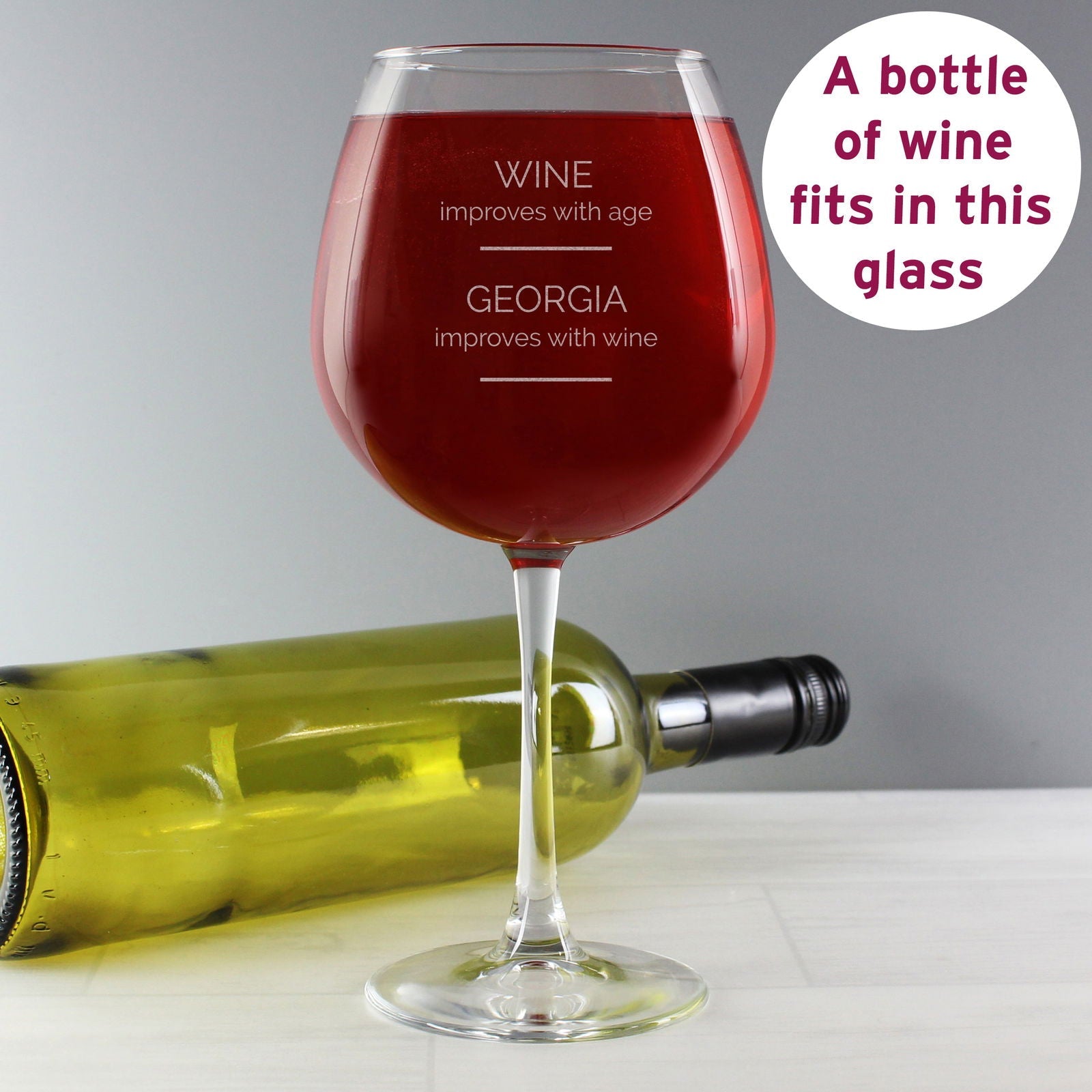 Personalised 'Wine Improves With Age' Bottle Of Wine Glass
