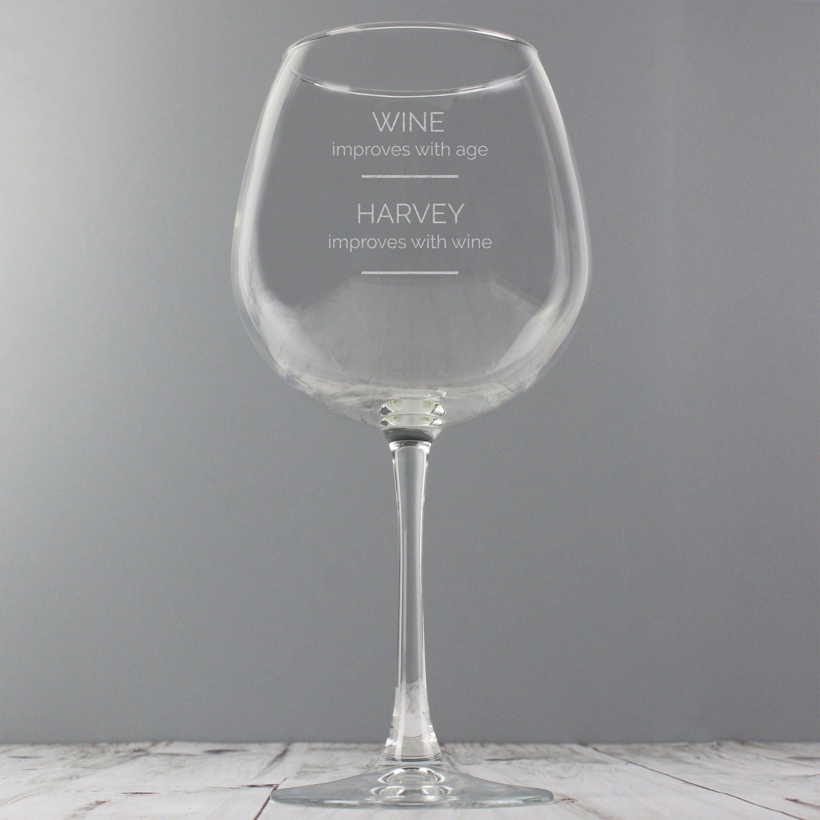 Personalised 'Wine Improves With Age' Bottle Of Wine Glass