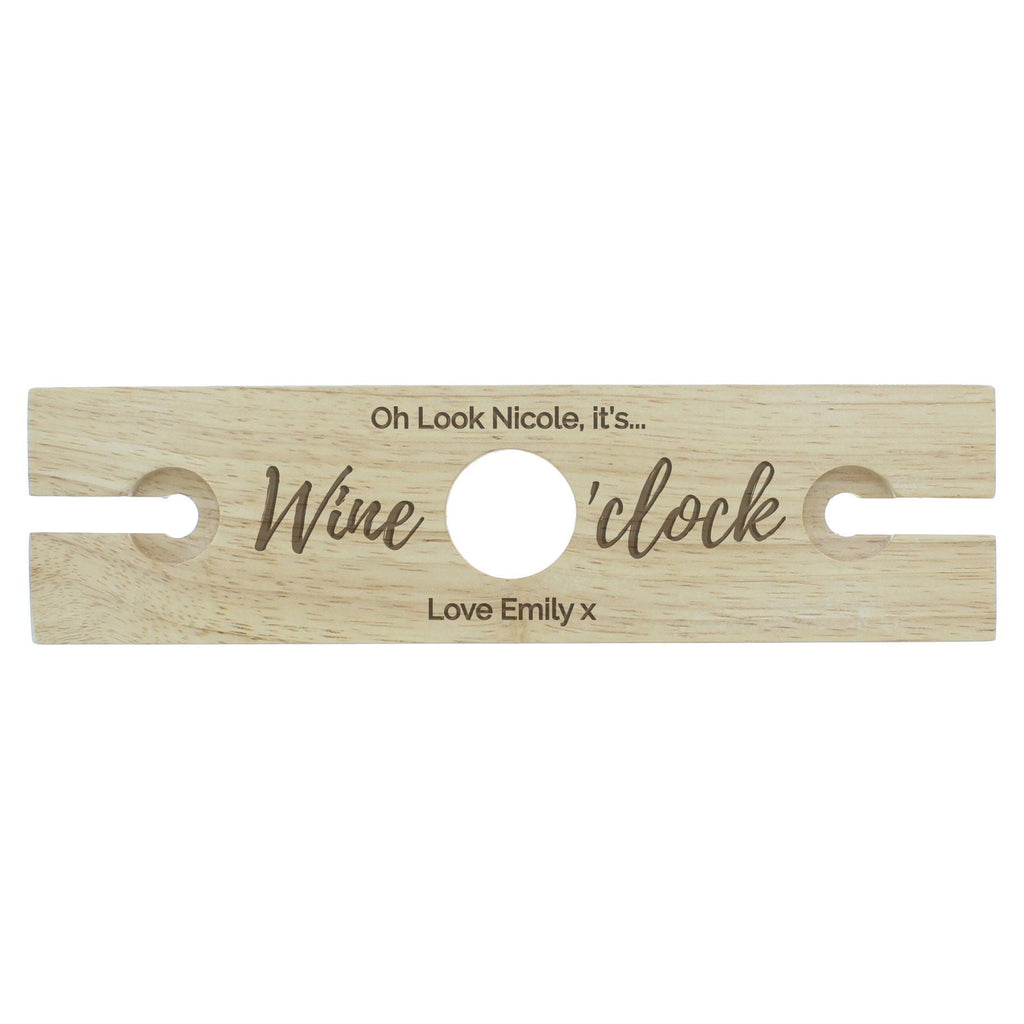 Personalised 'Wine O'Clock' Wine Glass & Bottle Holder