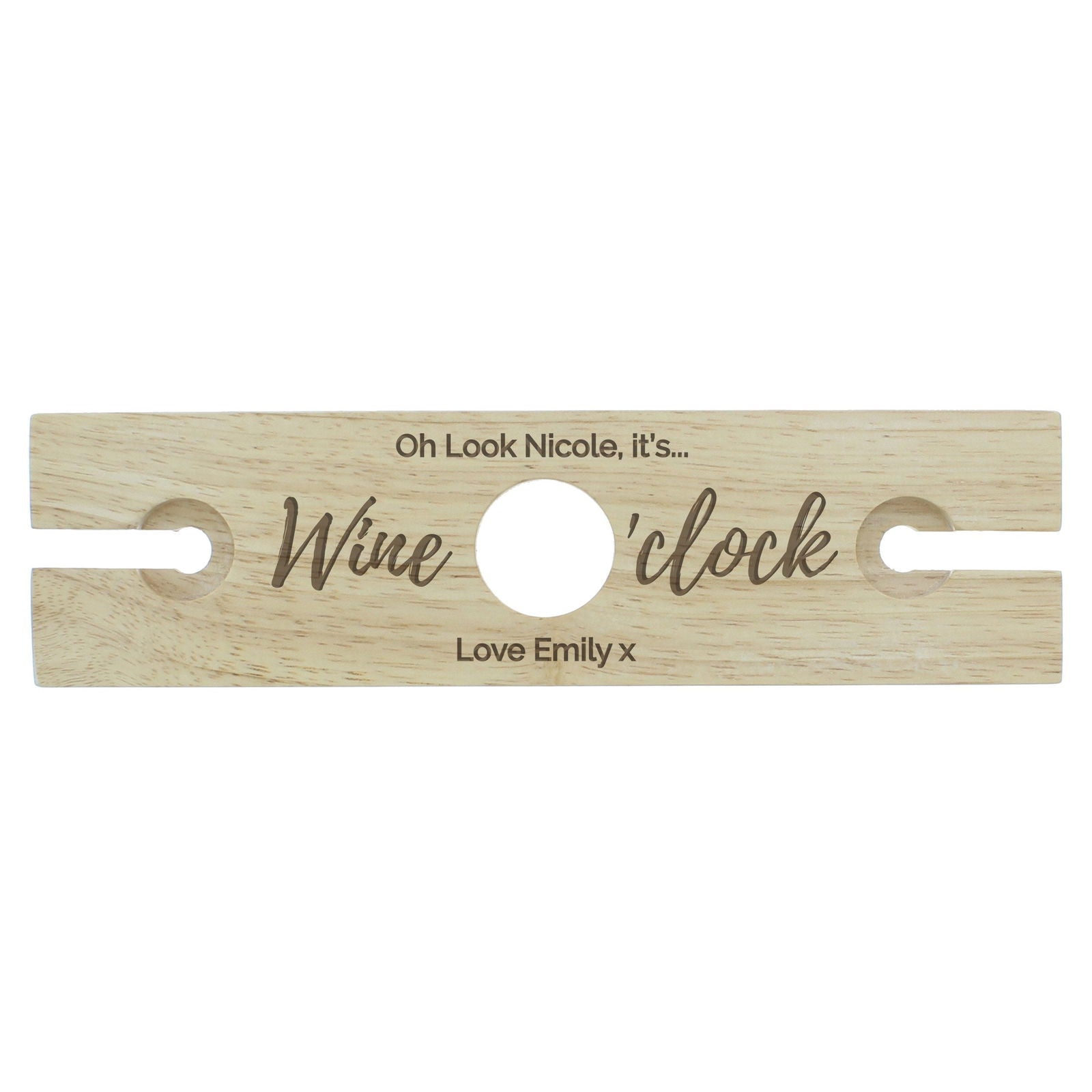 Personalised 'Wine O'Clock' Wine Glass & Bottle Holder