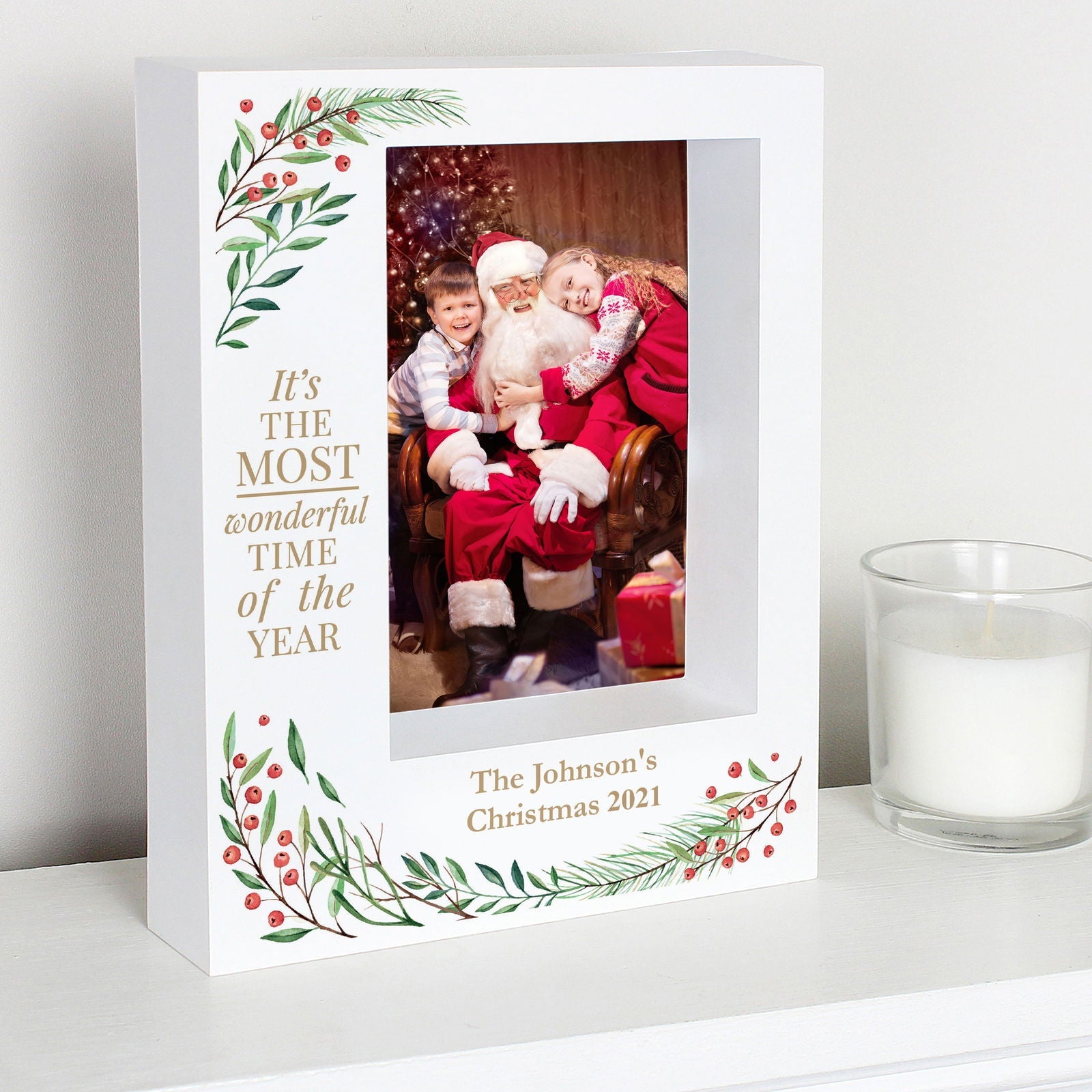 Personalised 'Wonderful Time Of The Year Christmas' 5x7 Inch Box Photo Frame