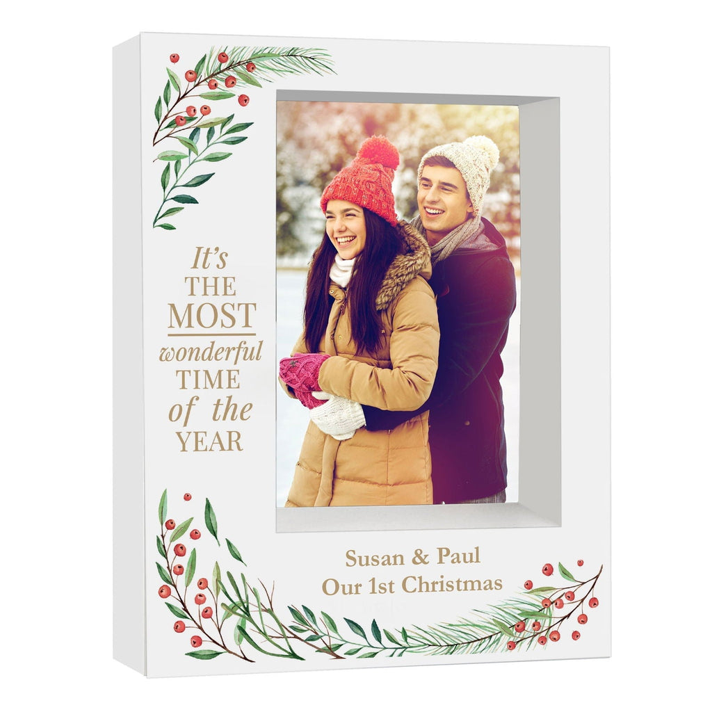 Personalised 'Wonderful Time Of The Year Christmas' 5x7 Inch Box Photo Frame
