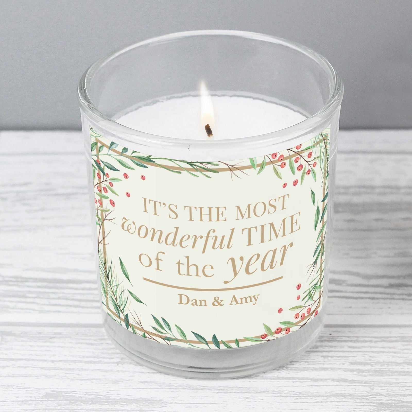 Personalised 'Wonderful Time Of The Year' Christmas Scented Jar Candle