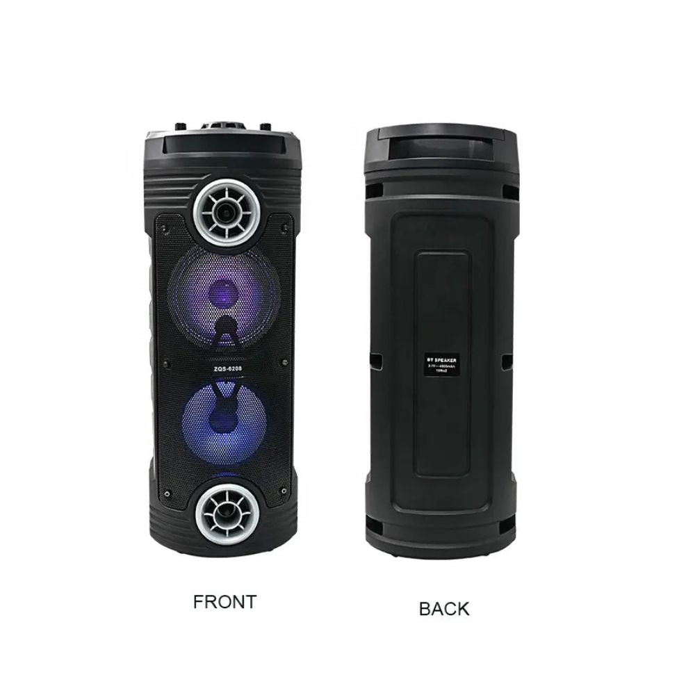 Portable Bluetooth Tower Speaker with Wired Microphone – Wireless, USB Input (ZQS-6208)