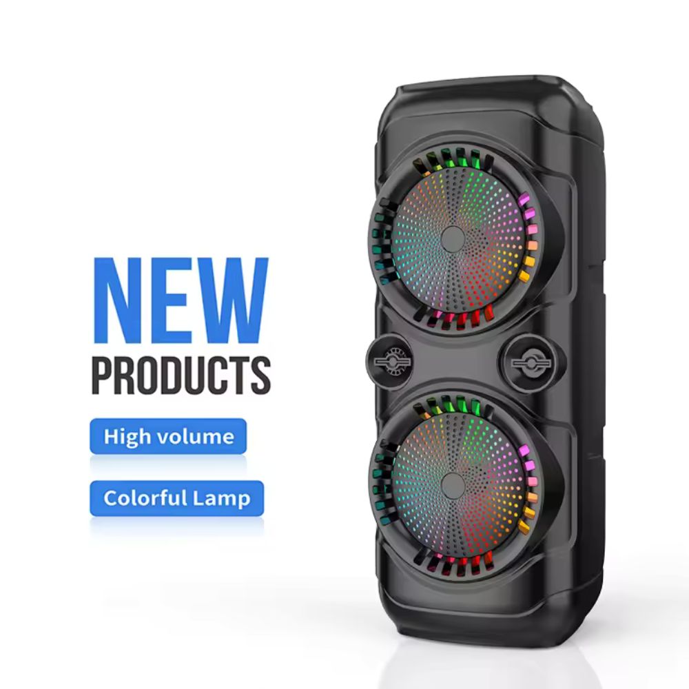 Portable Party Speaker – Dual 8'' Bass Boost, LED Ring Lights, Wireless Mic & Karaoke Fun (ZQS8229/30)