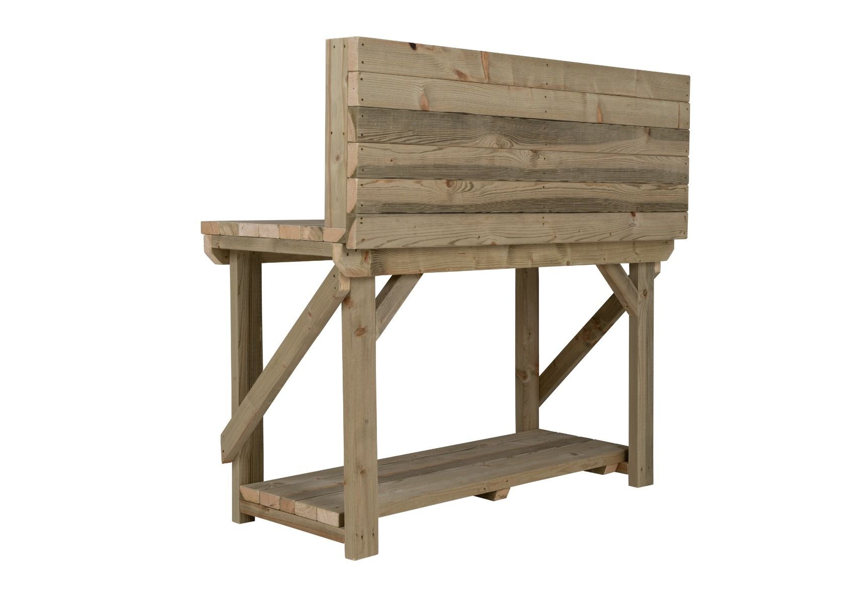 Indoor/outdoor workbench, pressure treated bench with back panel