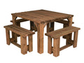 QUADRUM Picnic Table With 4 Benches - Rustic Finish