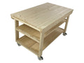 Rotem Wooden Kiln-Dry Workbench Depth-3ft With Wheels and Double Shelf