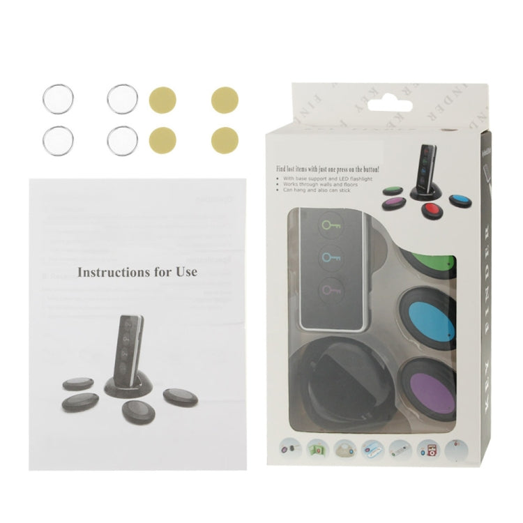 Smart Remote Wireless Key Finder with LED Flashlight, 1 RF Transmitter and 4 Receivers