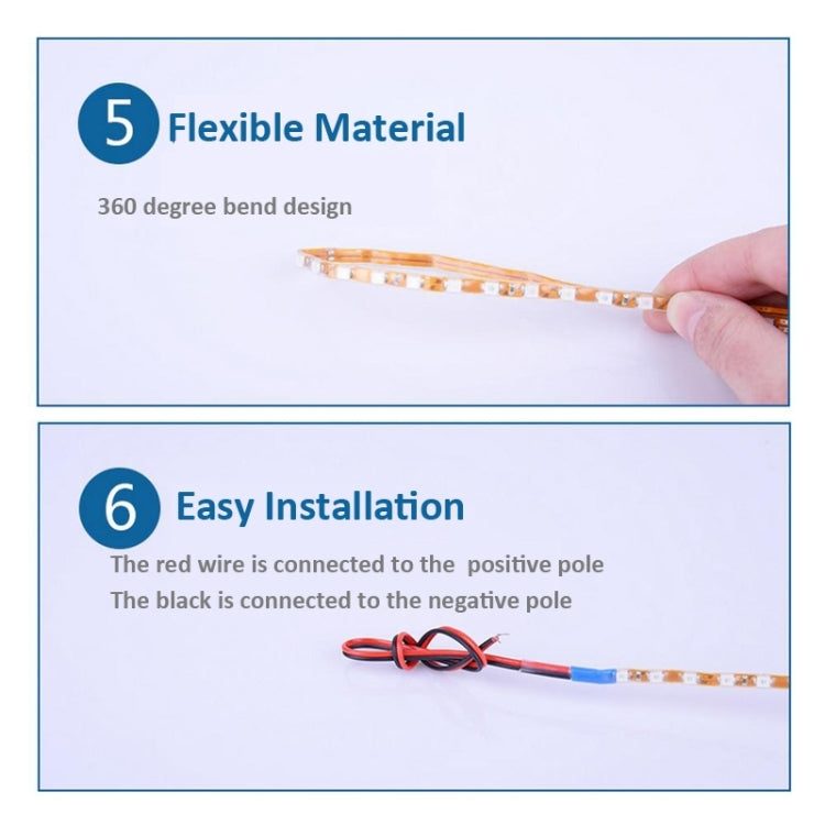 5 PCS Normally-on Style 45 LED 3528 SMD Waterproof Flexible Car Strip Light for Car Decoration, DC 12V, Length: 45cm, 45cm+Ice blue, 45cm+Pink, 45cm+Red, 45cm+White, 45cm+Yellow, 45cm+Dark Blue, 45cm+Green