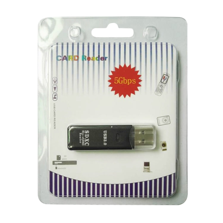 2 in 1 USB 3.0 Card Reader, Super Speed 5Gbps, Support SD Card / TF Card(Black)
