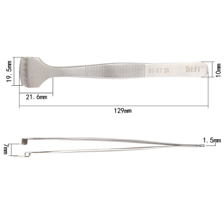 BEST BST-91-6T SA Professional Stainless Steel Wafer Tweezers for Silicon Wafer, BST-91-6T