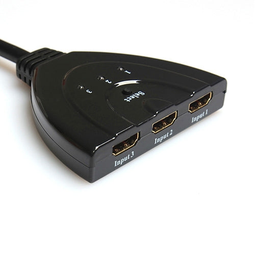 3x1 Pigtail HDMI Switcher Up to 1080P (Gold Plated)(Black)