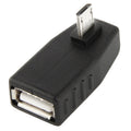 Micro USB Male to USB 2.0 AF Adapter with 90 Degree Angle, Support OTG Function