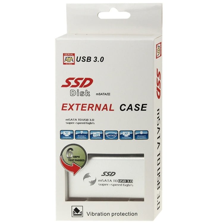 6gb/s mSATA Solid State Disk SSD to USB 3.0 Hard Disk Case(Silver)