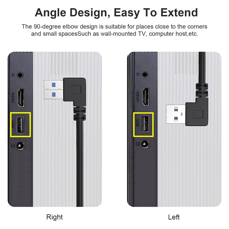 1m USB-C / Type-C 3.1 Male to USB 3.0 90 Degree Left Turn Adapter Cable