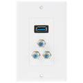 USB 3.0 Female Plug + 3 F Female Plugs Wall Plate Panel