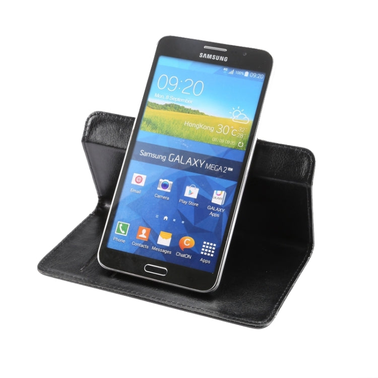 5.5-6.3 Inch Universal Crazy Horse Texture 360 Degree Rotating Carry Case with Holder & Card Slot for Galaxy Mega 6.3 / i9200
