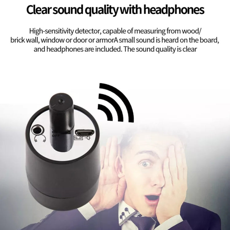Powerful Audio Wiretap Listen Device Fold Ear Amplifier Wall Door Eavesdropping Surveillance with Earphone(Black)