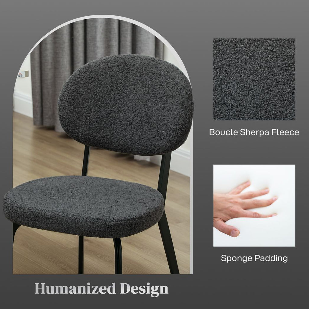 HOMCOM Set of 4 Sherpa Dining Chairs Boucle Kitchen Chairs with Back
