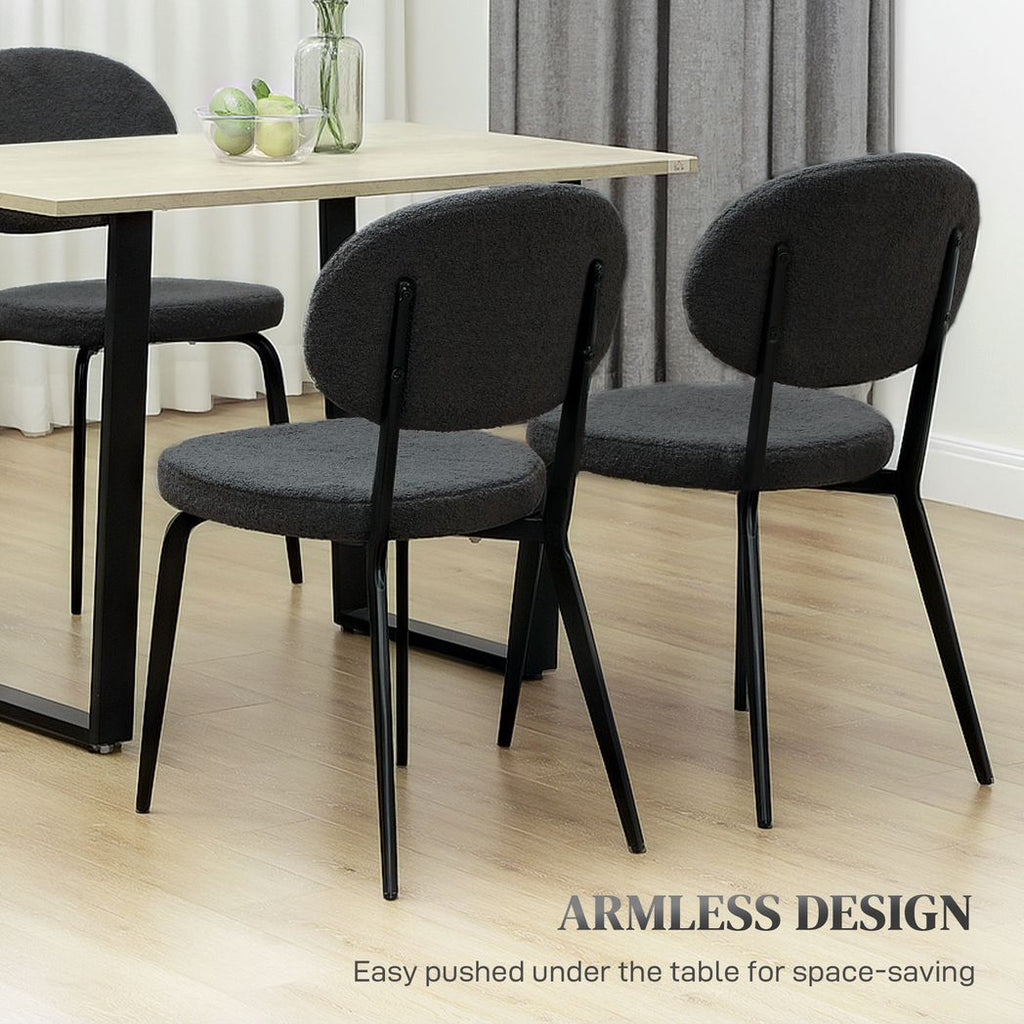 HOMCOM Set of 4 Sherpa Dining Chairs Boucle Kitchen Chairs with Back