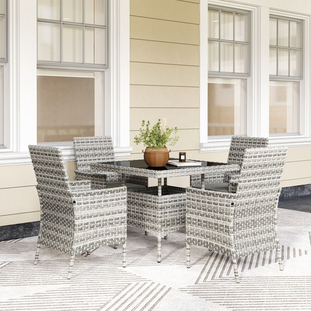 Outsunny 4 Seater Rattan Garden Furniture Set with Cushion