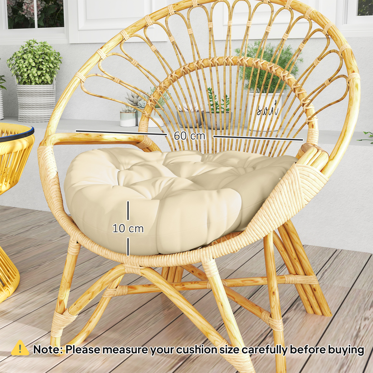 Outsunny Outdoor Seat Cushions Set of 2, Tufted Round Chair Pads