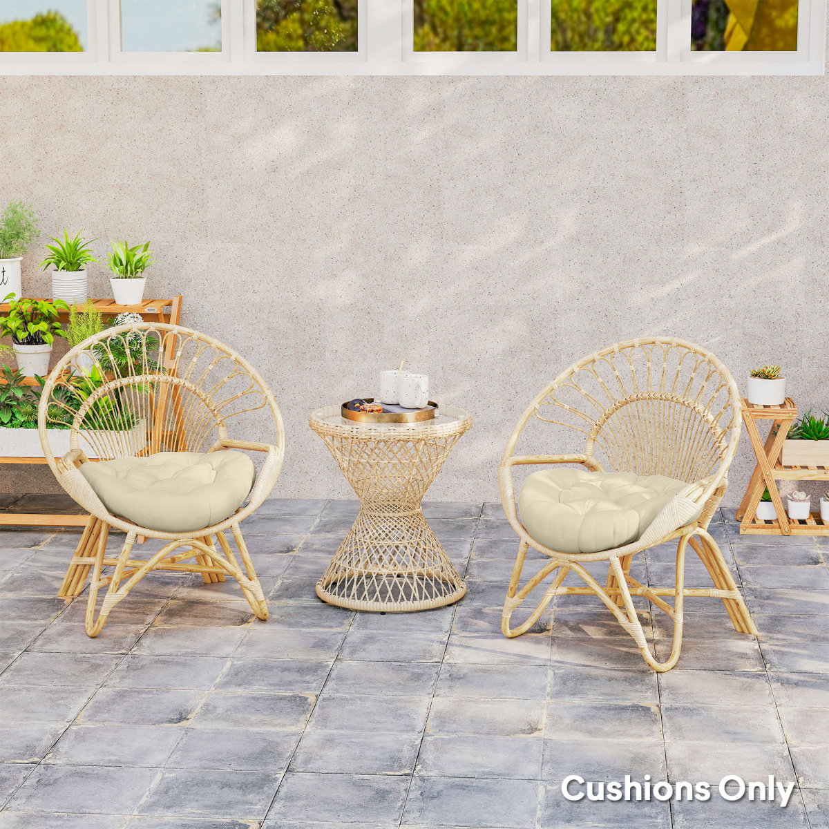 Outsunny Outdoor Seat Cushions Set of 2, Tufted Round Chair Pads