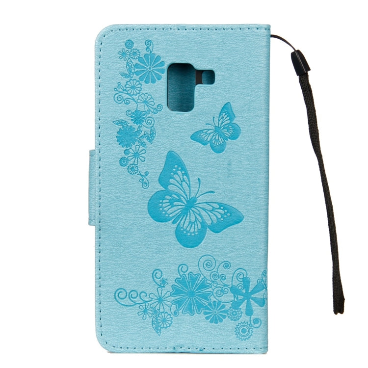 For Galaxy A8 (2018) Vintage Embossed Floral Butterfly Pattern Horizontal Flip Leather Case with Card Slot & Holder & Wallet & Lanyard, For Galaxy A8 (2018)