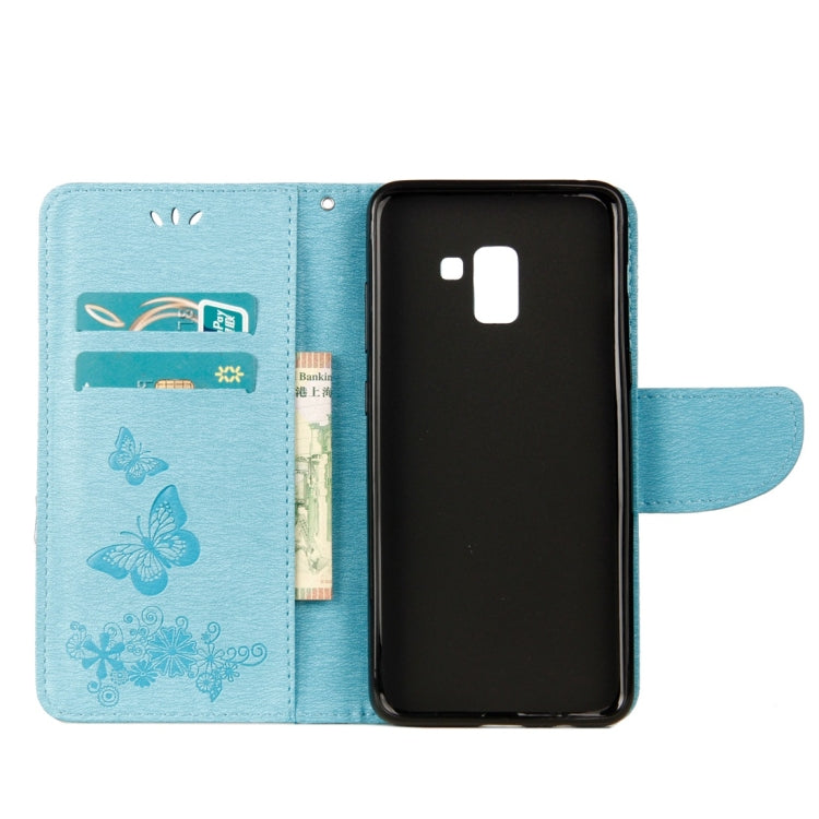 For Galaxy A8 (2018) Vintage Embossed Floral Butterfly Pattern Horizontal Flip Leather Case with Card Slot & Holder & Wallet & Lanyard, For Galaxy A8 (2018)