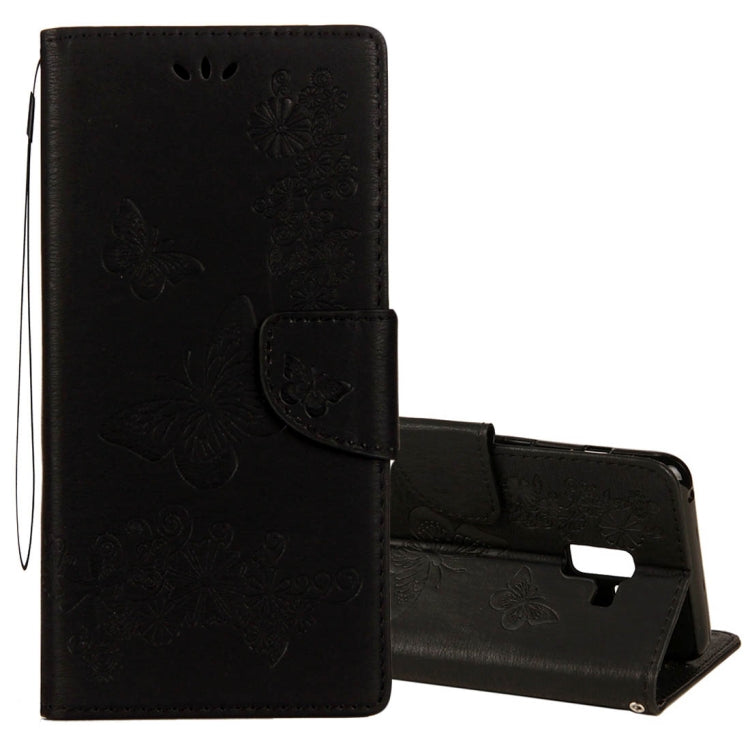 For Galaxy A8+ (2018) Vintage Embossed Floral Butterfly Pattern Horizontal Flip Leather Case with Card Slot & Holder & Wallet & Lanyard, For Galaxy A8+ (2018)