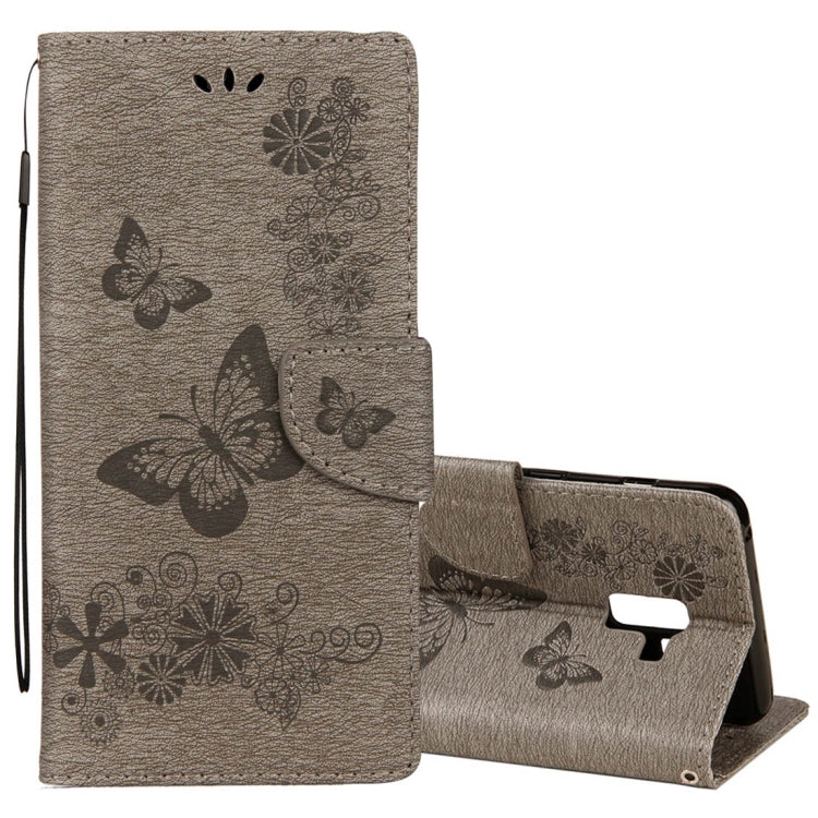 For Galaxy A8+ (2018) Vintage Embossed Floral Butterfly Pattern Horizontal Flip Leather Case with Card Slot & Holder & Wallet & Lanyard, For Galaxy A8+ (2018)