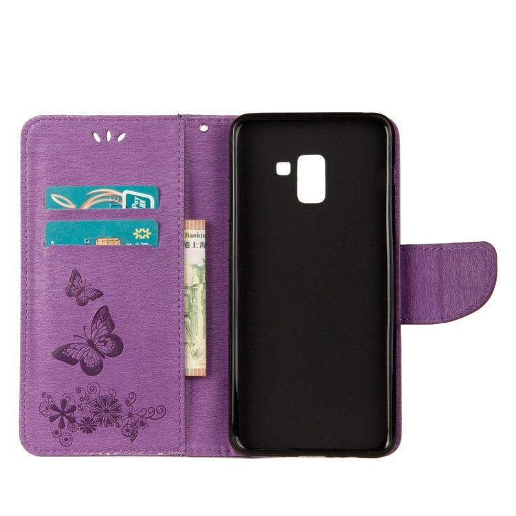 For Galaxy A8+ (2018) Vintage Embossed Floral Butterfly Pattern Horizontal Flip Leather Case with Card Slot & Holder & Wallet & Lanyard, For Galaxy A8+ (2018)
