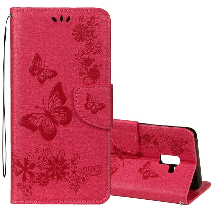 For Galaxy A8+ (2018) Vintage Embossed Floral Butterfly Pattern Horizontal Flip Leather Case with Card Slot & Holder & Wallet & Lanyard, For Galaxy A8+ (2018)
