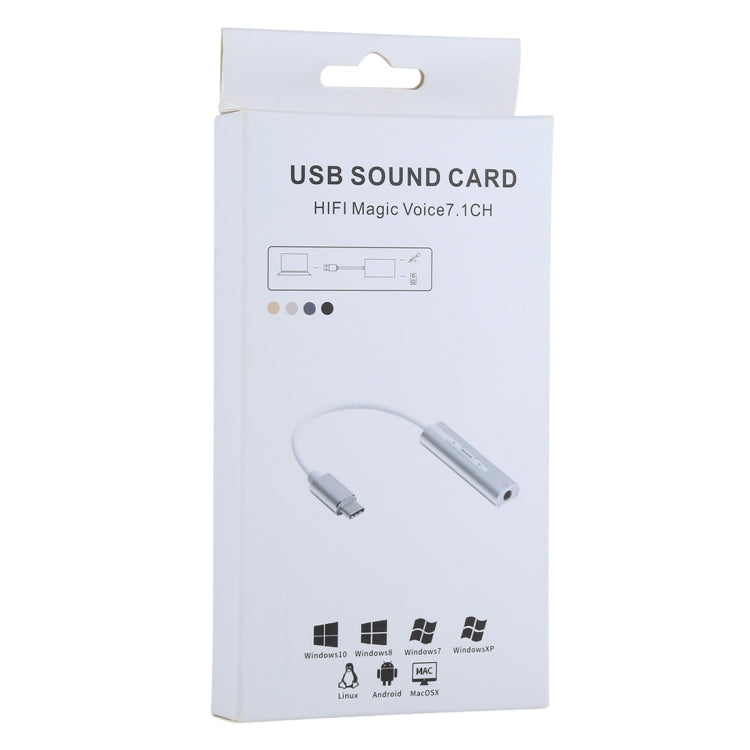 Aluminum Shell 3.5mm Jack External USB-C / Type-C Sound Card HIFI Magic Voice 7.1 Channel Converter Adapter Free Drive, USB Type-C Port Grey, USB Type-C Port Silver, USB Type-C Port Black
