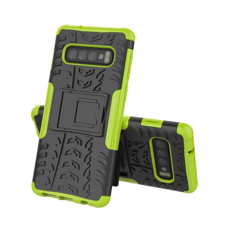 Tire Texture TPU+PC Shockproof Case for Galaxy S10, with Holder, For Galaxy S10