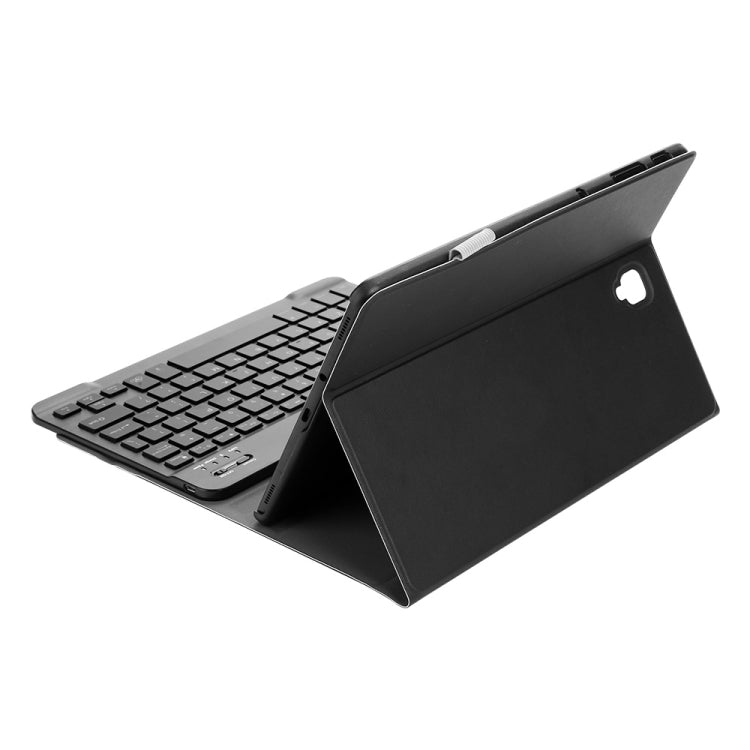 ST830S Bluetooth 3.0 Fine Wool Texture PU Leather ABS Detachable Seven-color Backlight Bluetooth Keyboard Leather Tablet Case for Samsung Galaxy Tab S4 10.5 inch T830 / T835, with Pen Slot & Holder