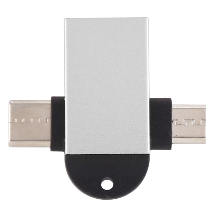 USB 3.0 Female to USB-C / Type-C Male + Micro USB Male Multi-function OTG Adapter with Sling Hole