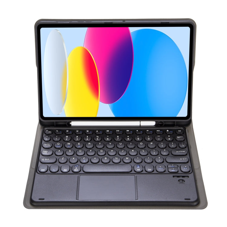 For iPad 11 2025 / 10th Gen 10.9 2022 YA10B-A Lambskin Texture Bluetooth Touch Keyboard Leather Tablet Case with Pen Slot, YA10B-A