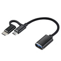 USB 3.0 Female to Micro USB + USB-C / Type-C Male Charging + Transmission OTG Nylon Braided Adapter Cable, Cable Length: 11cm, Micro USB Black, Micro USB Blue, Micro USB Red, Micro USB Silver, Micro USB  White