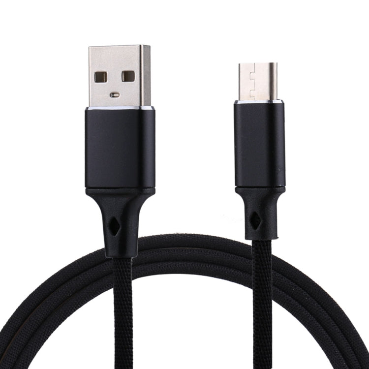 1m 2A Output USB to USB-C / Type-C Nylon Weave Style Data Sync Charging Cable, 2A Black, 2A Pink, 2A Grey, 2A Red, 2A White