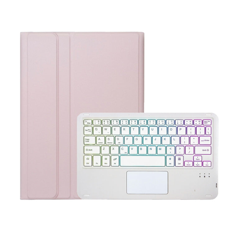 For iPad 11 2025 / 10th Gen 10.9 2022 A10B-AS Lambskin Texture Backlight Bluetooth Touch Keyboard Leather Tablet Case with Pen Slot, A10B-AS