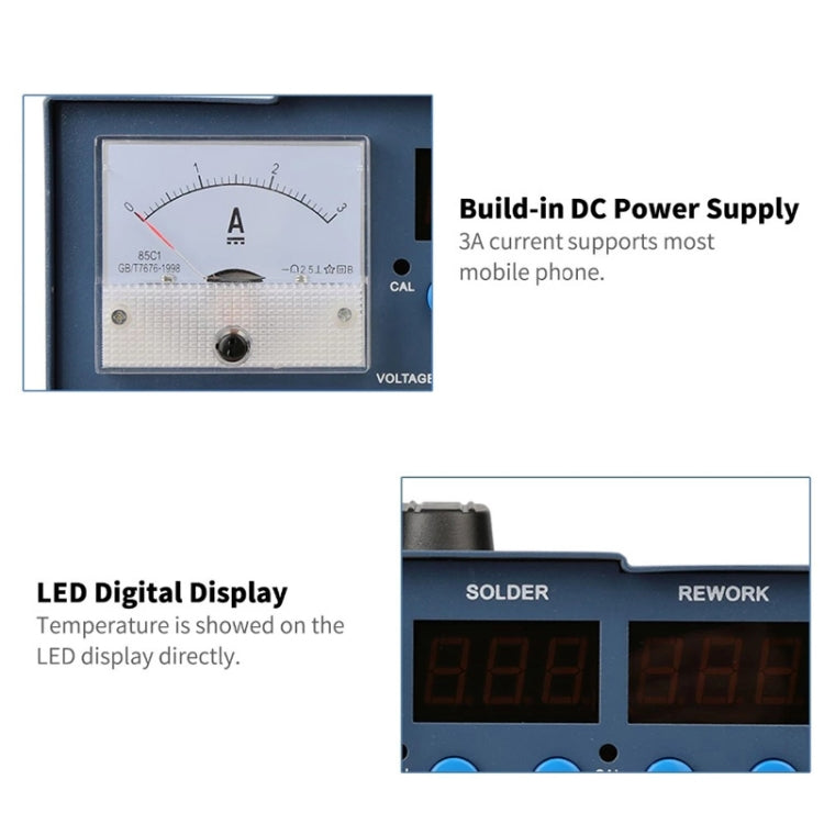 Kaisi K-863D 3 in 1 Hot Air Gun Soldering Station SMD Rework Station With 3A DC Power Supply for Phone PCB Welding Repair Machine, US Plug, K-863D, US Plug, K-863D, EU Plug