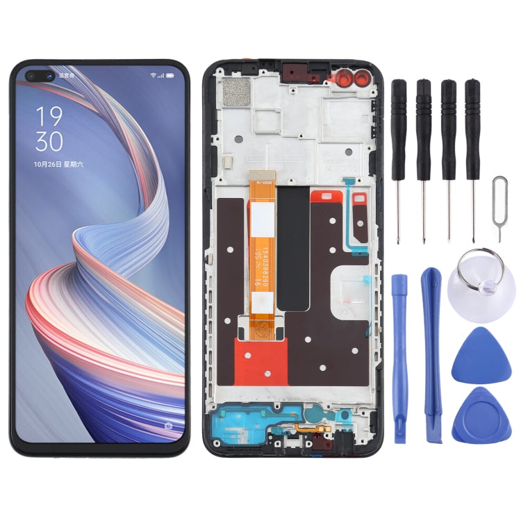 LCD Screen and Digitizer Full Assembly With Frame for OPPO A92s/Reno4 Z PDKM00, For OPPO A92s/Reno4 Z