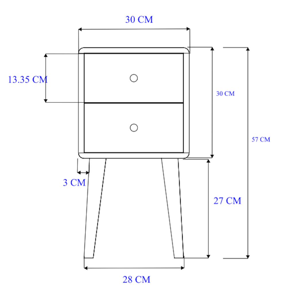 Minimalist Mango Wood Logan Narrow Bedside Table