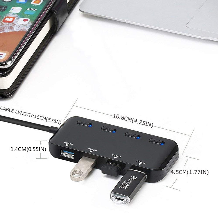 Ultra Speed USB3.0 4 Ports Hub with Switch