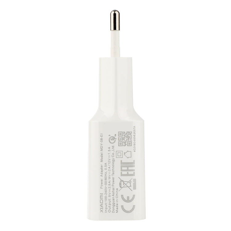 Original Xiaomi MDY-08-EI 18W Type-C / USB-C Fast Charge Charger, EU Plug, MDY-08-EI